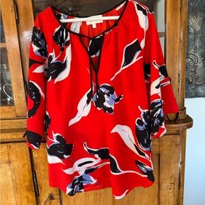 Yumi Kim Red and Black Floral Women's Top sz Small